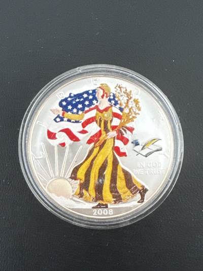 ❤️【币观天下】❤️ 第332期钱币拍卖- 2025.11.28周五晚上6点半场-长期征集拍品 - 美国2008年行走女神彩色银币