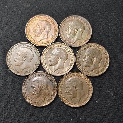 【全场包邮】纯粹捡漏拍480场（免费代拍第17场） - 英国各年份乔治五世1法新铜币10枚一组