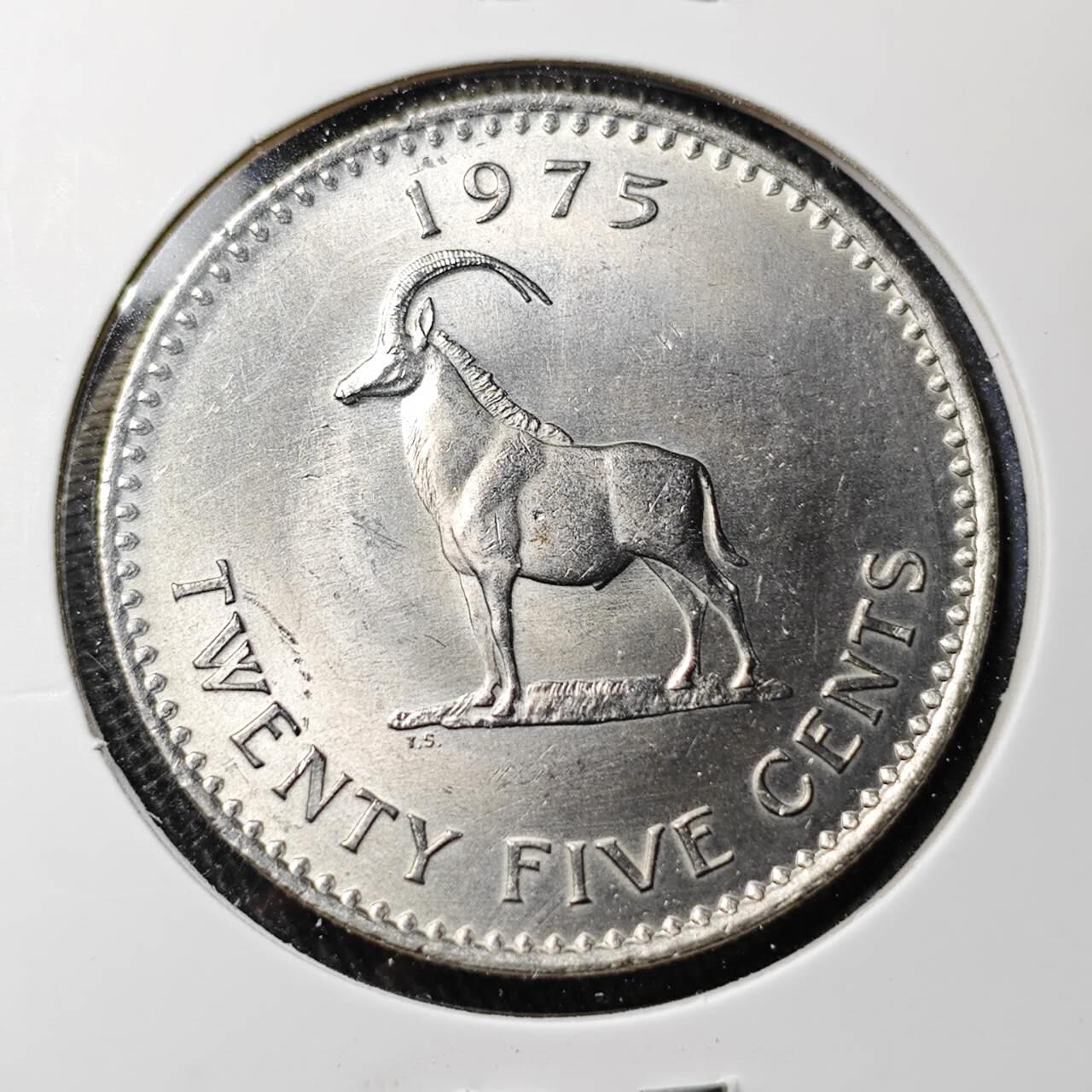 KK钱币收藏小铺 （套币 好品/批量散币 银币）专场  2月预留时间 周末发货  1975罗得西亚25分 好品