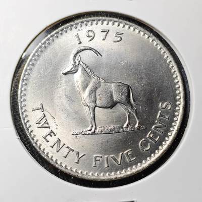 KK钱币收藏小铺 （套币 好品/批量散币 银币）专场  2月预留时间 周末发货 -  1975罗得西亚25分 好品