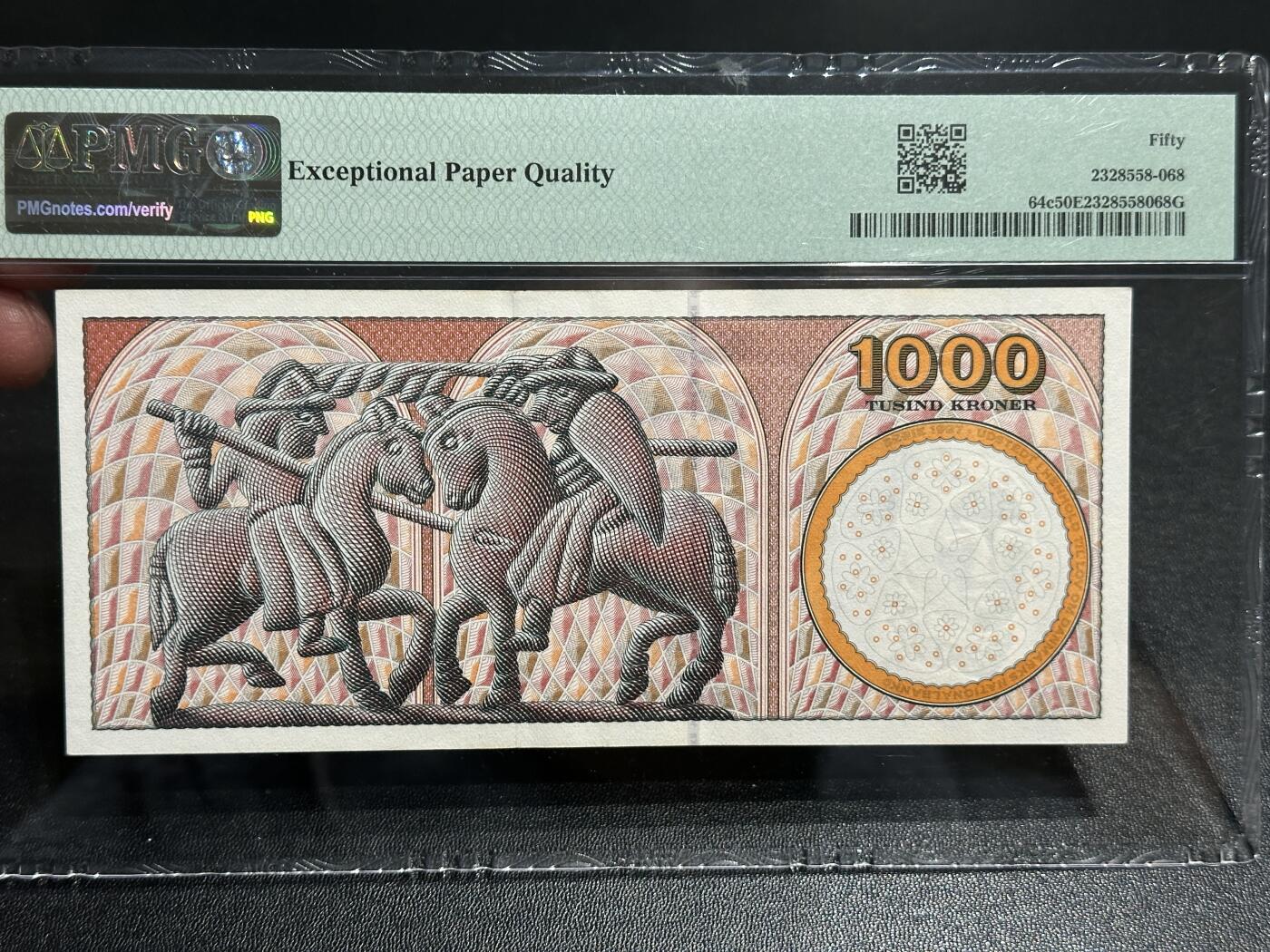 《外钞收藏家》第五百八十八期（优质场）（本平台长期征集拍品、欢迎藏友们联系合作） 2006年丹麦浮雕版1000克朗 PMG50E