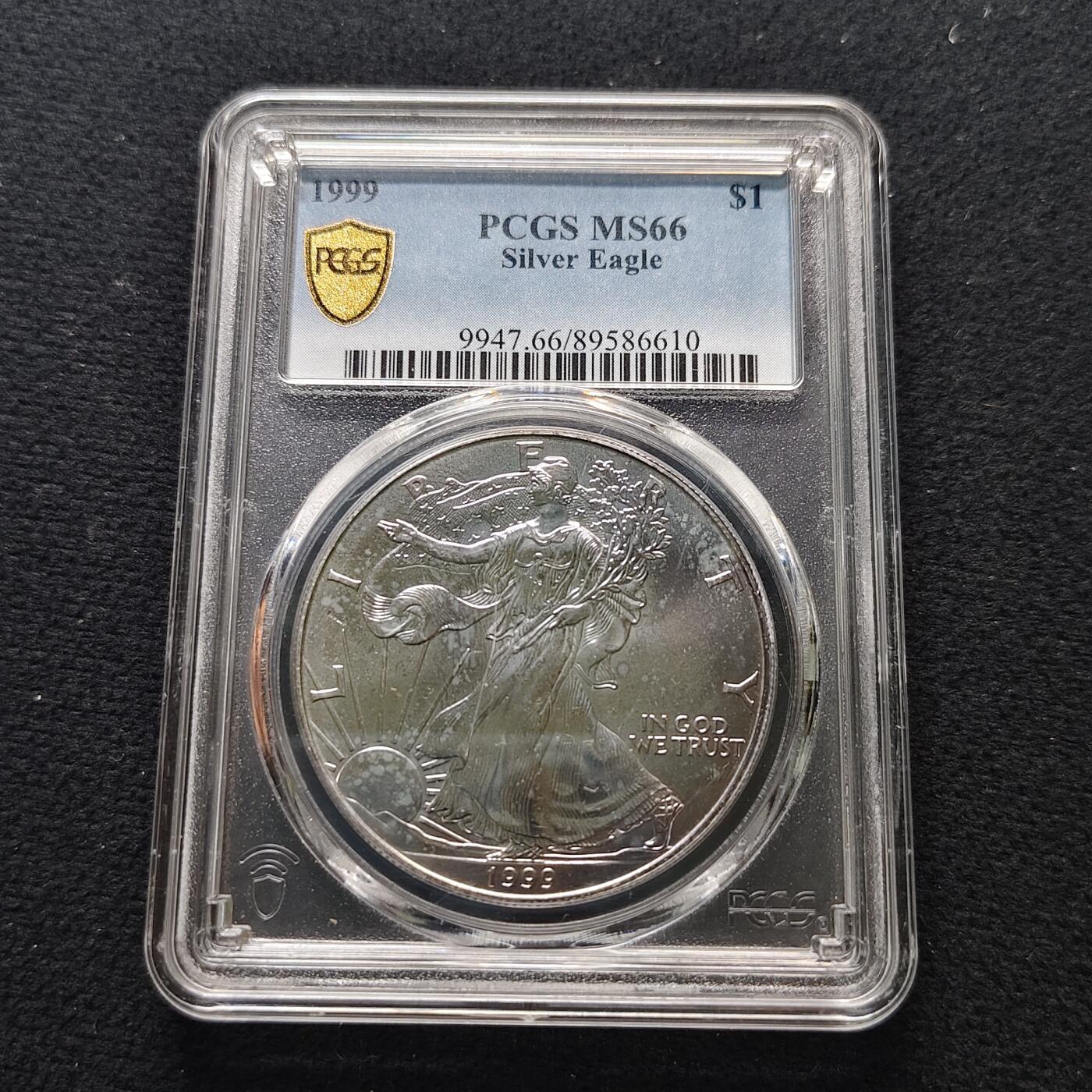 【全场包邮】纯粹捡漏拍481场（免费代拍第18场） 美国1999年行走女神1元1盎司31.1克纯银币-PCGS MS66