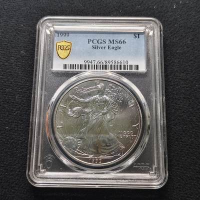 【全场包邮】纯粹捡漏拍481场（免费代拍第18场） - 美国1999年行走女神1元1盎司31.1克纯银币-PCGS MS66