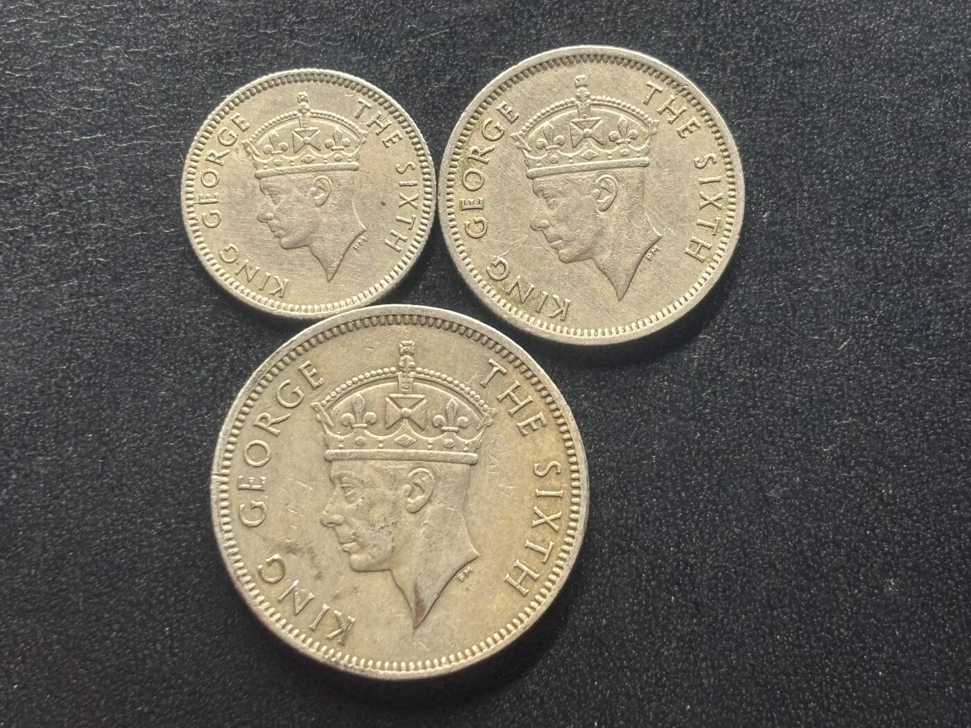 邮泉阁限时拍卖第三十七场 英国殖民地、属地硬币专场（硬币在国外。请付邮费6元。） 英属马来西亚乔治六世1950年3枚