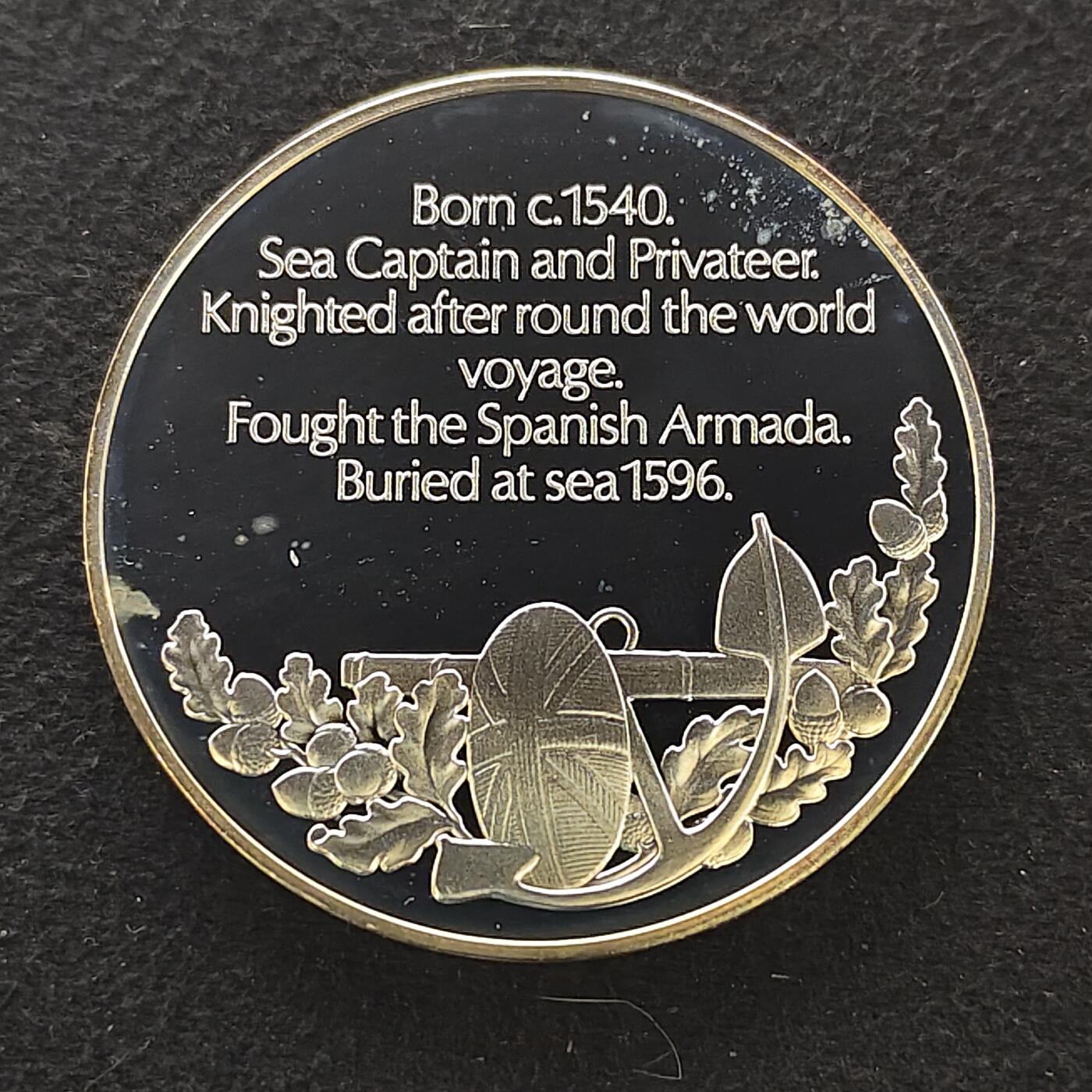 【全场包邮】纯粹捡漏拍480场（免费代拍第17场） 【纪念章】英国大航海时代系列克朗型精制镀银纪念章-探险家弗朗西斯·德雷克爵士