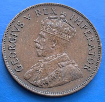 外国优质老铜币银币，周六九点倒数截拍，满百包邮，可寄存半年，喜欢朋友微信扫描二维码可直接参拍 - 南非1934年乔治五世大便士