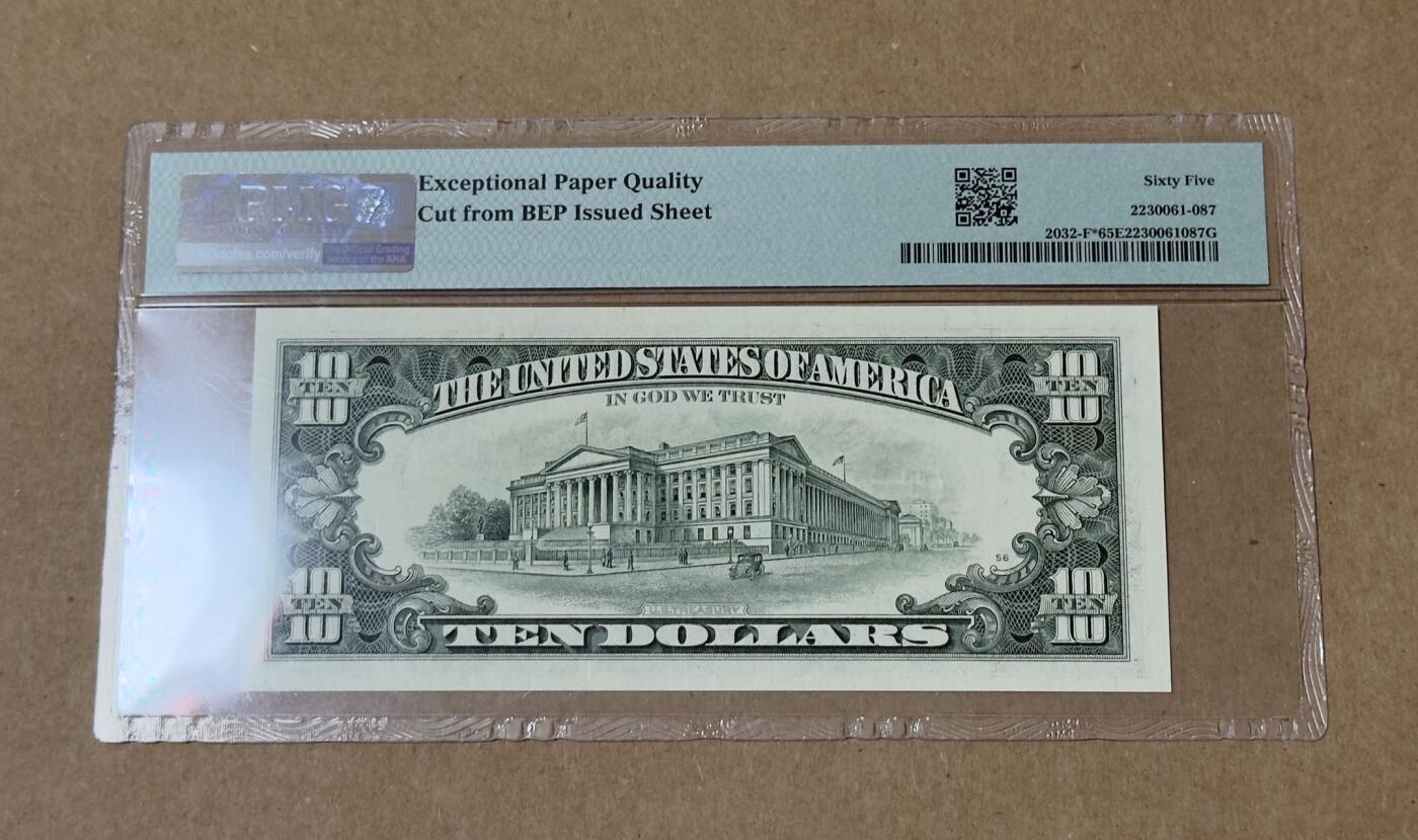 【礼羽收藏】🌏世界钱币拍卖第113期 95版小头10美元补号PMG65分