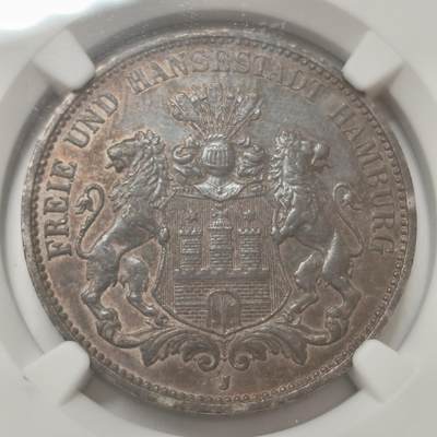 老蟹的宝藏🏴‍☠️ IV - NGC AUD 德国汉堡1909J 3马克银币