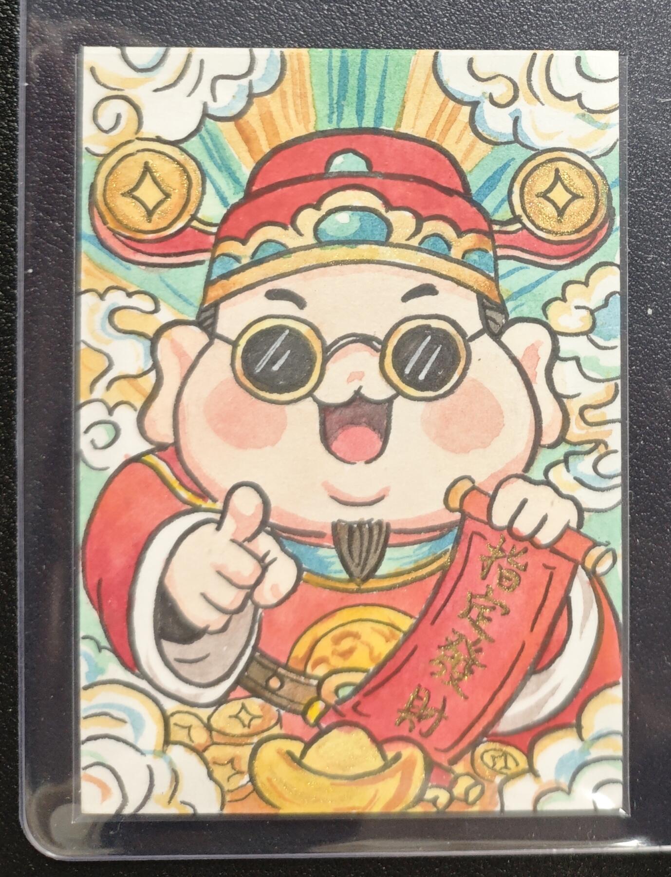 天玑星卡拍第143期《11.27周四截拍》持续收拍收评中 满赠卡需备注 【手绘卡】小火柴 财神 指定发财 手绘卡