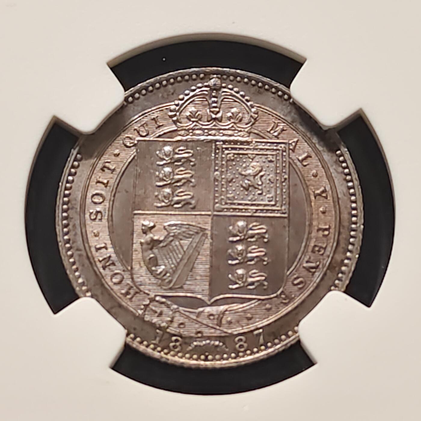 【全场包邮】纯粹捡漏拍481场（免费代拍第18场） 英国1887年高冠维多利亚女王1先令银币-NGC MS63