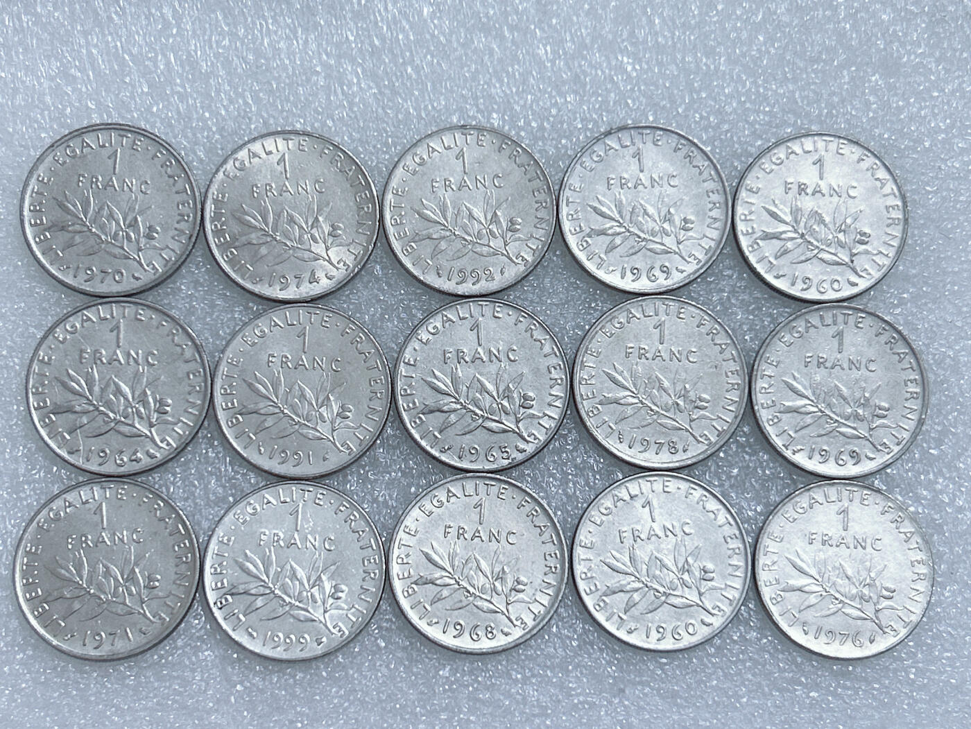 第一海外回流一元起拍收藏 散集专场  第272期 法国1法郎硬币 15枚