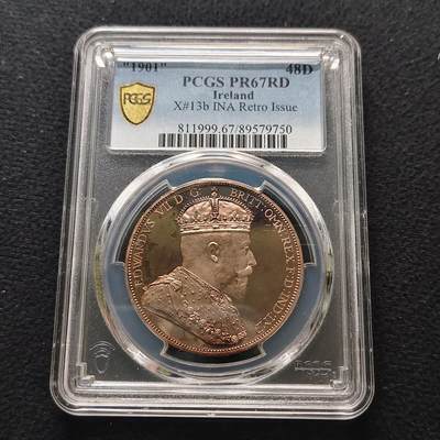 【全场包邮】纯粹捡漏拍481场（免费代拍第18场） - 【稀少】爱尔兰1901年爱德华七世48便士精制铜币X13b-量425-PCGS PR67 RD