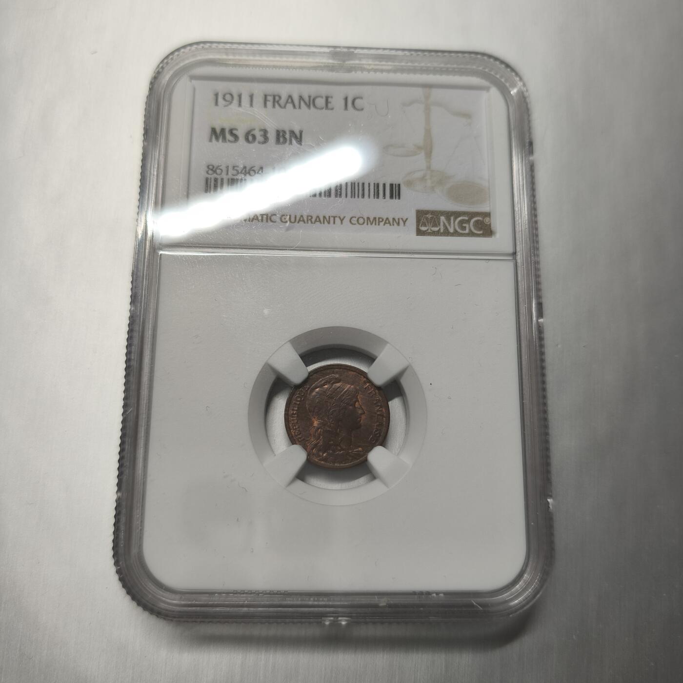 老蟹的宝藏🏴‍☠️ IV NGC MS63BN 法国1911年1分