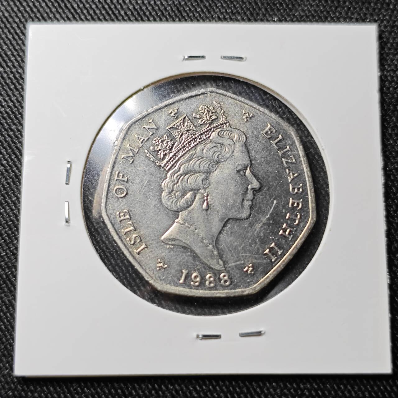 KK钱币收藏小铺 （套币 好品/批量散币 银币）专场  2月预留时间 周末发货  1988马恩岛50便士 好品