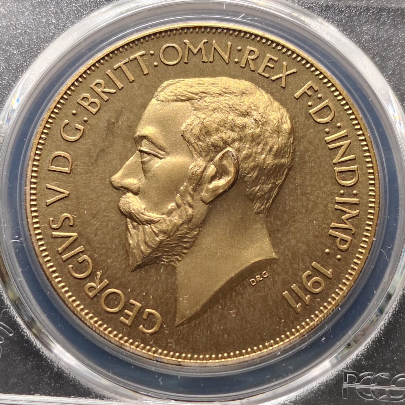 【全场包邮】纯粹捡漏拍481场（免费代拍第18场） 英国1911年乔治五世乔治屠龙1克朗精制铜币X94a-PCGS PR67