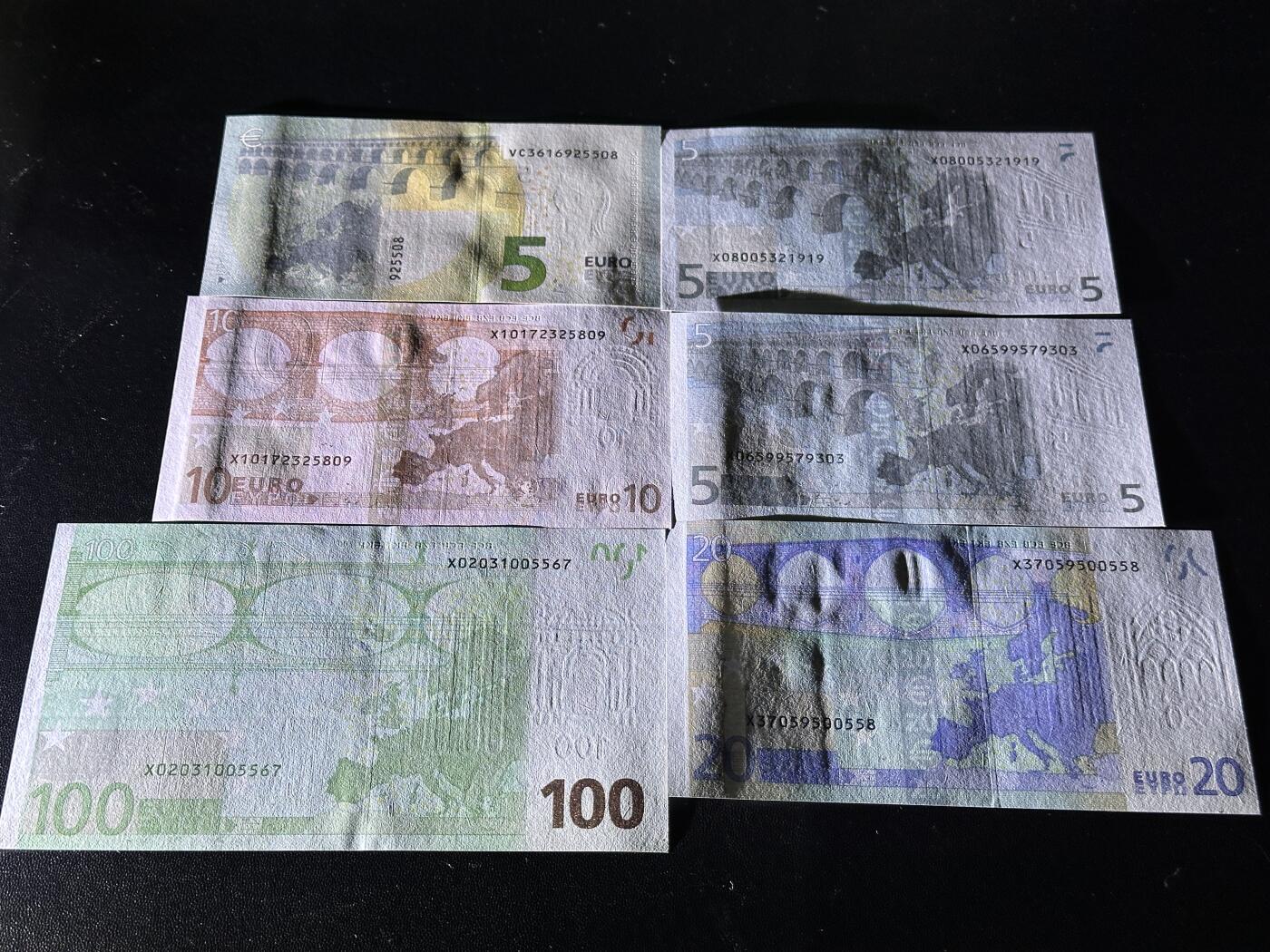 《外钞收藏家》第五百八十八期（优质场）（本平台长期征集拍品、欢迎藏友们联系合作） 德国版一签5、10、100欧元四张+德国版三签20欧+四签5欧元 六张一起 全新UNC