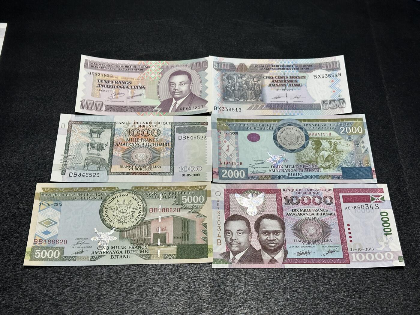 《外钞收藏家》第五百八十八期（优质场）（本平台长期征集拍品、欢迎藏友们联系合作） 布隆迪100-1万 六张一起 全新UNC