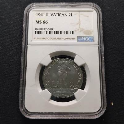 【全场包邮】纯粹捡漏拍481场（免费代拍第18场） - 梵蒂冈1941年2里拉-NGC MS66