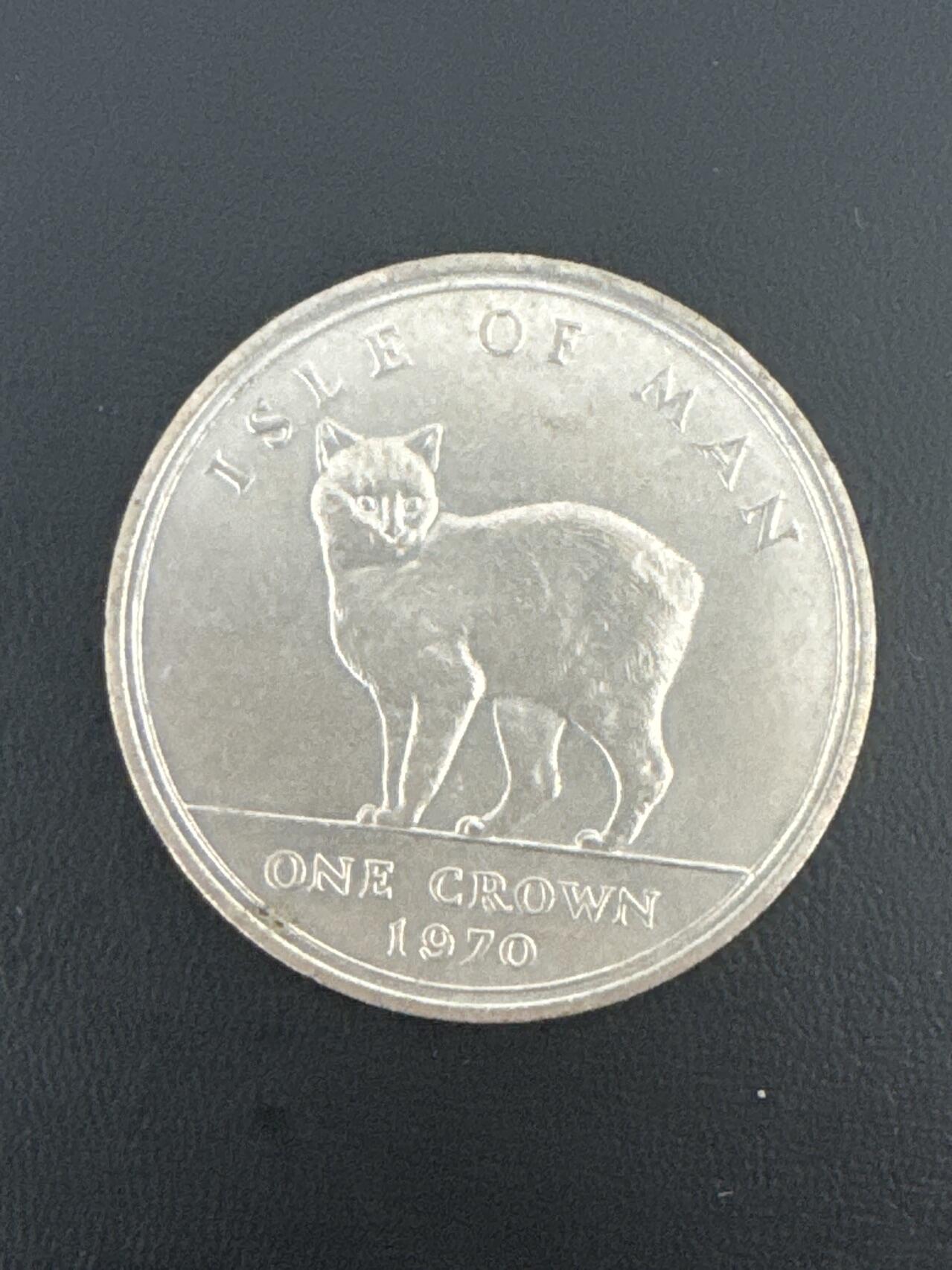 ❤️【币观天下】❤️ 第332期钱币拍卖- 2025.11.28周五晚上6点半场-长期征集拍品 马恩岛无尾猫1970年1元镍质纪念币