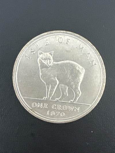 ❤️【币观天下】❤️ 第332期钱币拍卖- 2025.11.28周五晚上6点半场-长期征集拍品 - 马恩岛无尾猫1970年1元镍质纪念币