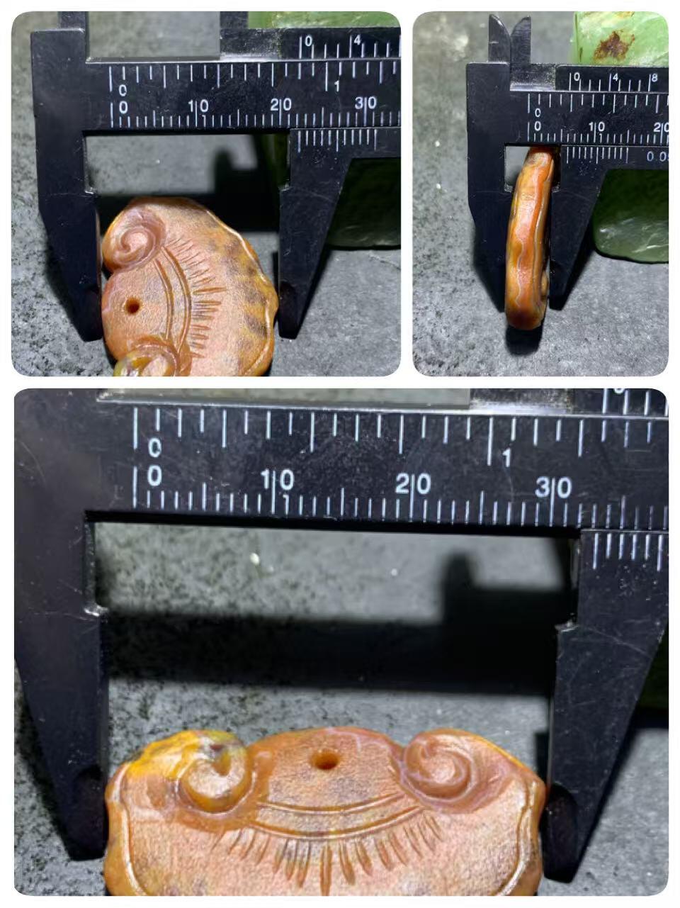 精美亚光高玉化战国红玛瑙雕刻平安如意锁吊坠一个，