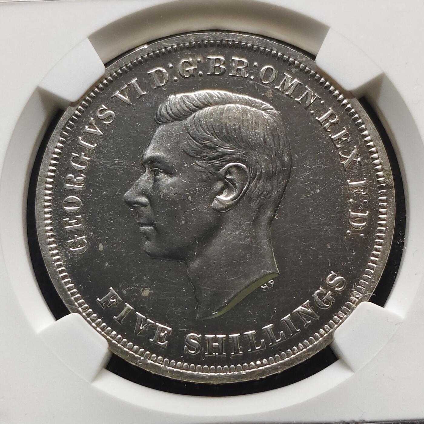【全场包邮】纯粹捡漏拍481场（免费代拍第18场） 英国1951年乔治六世5先令最后的马剑克朗型纪念币-NGC PL63