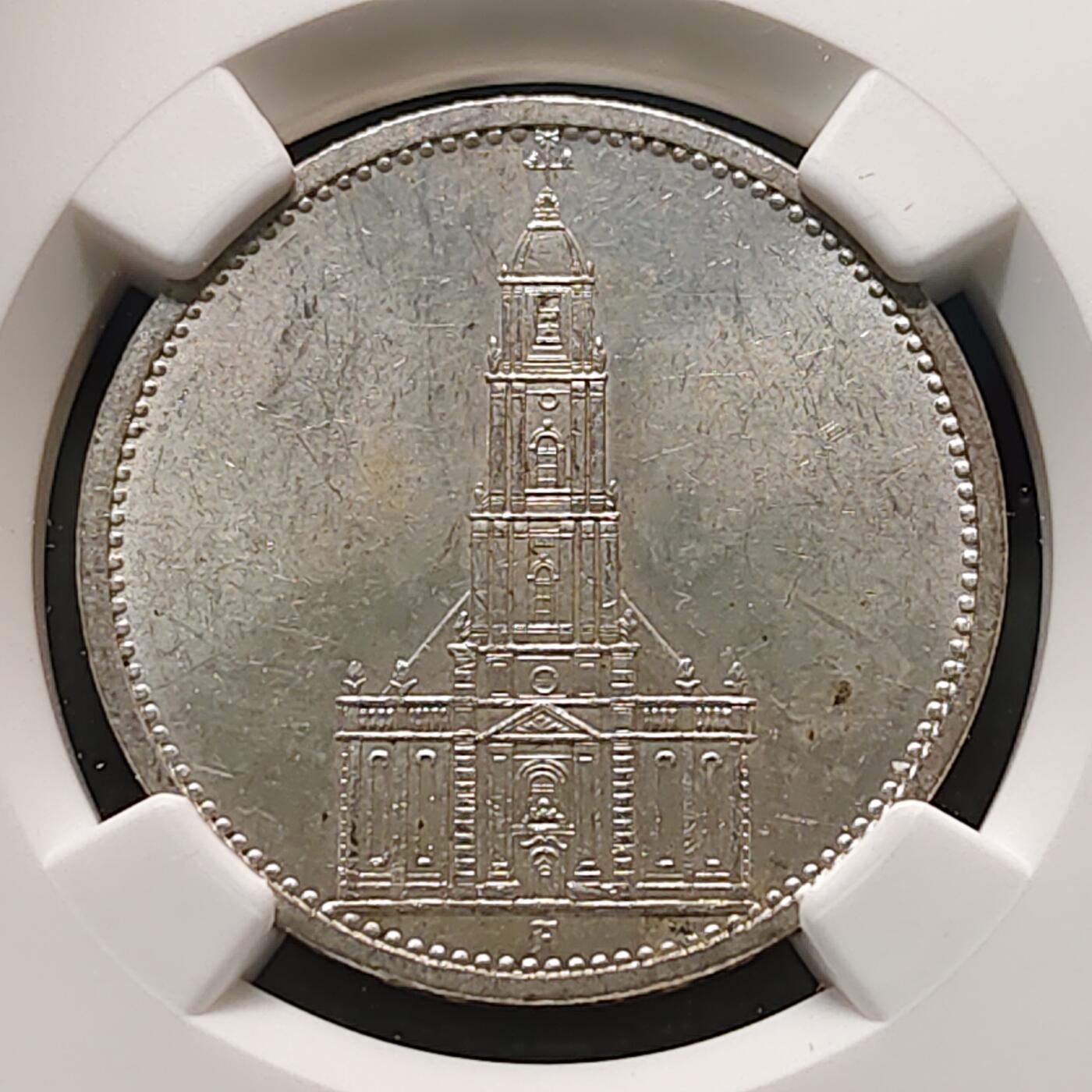 【全场包邮】纯粹捡漏拍481场（免费代拍第18场） 德国第三帝国1934年教堂5马克银币-NGC MS61