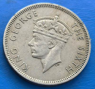 外国优质老铜币银币，周六九点倒数截拍，满百包邮，可寄存半年，喜欢朋友微信扫描二维码可直接参拍 - 毛里求斯1951年圣诞鹿半卢比