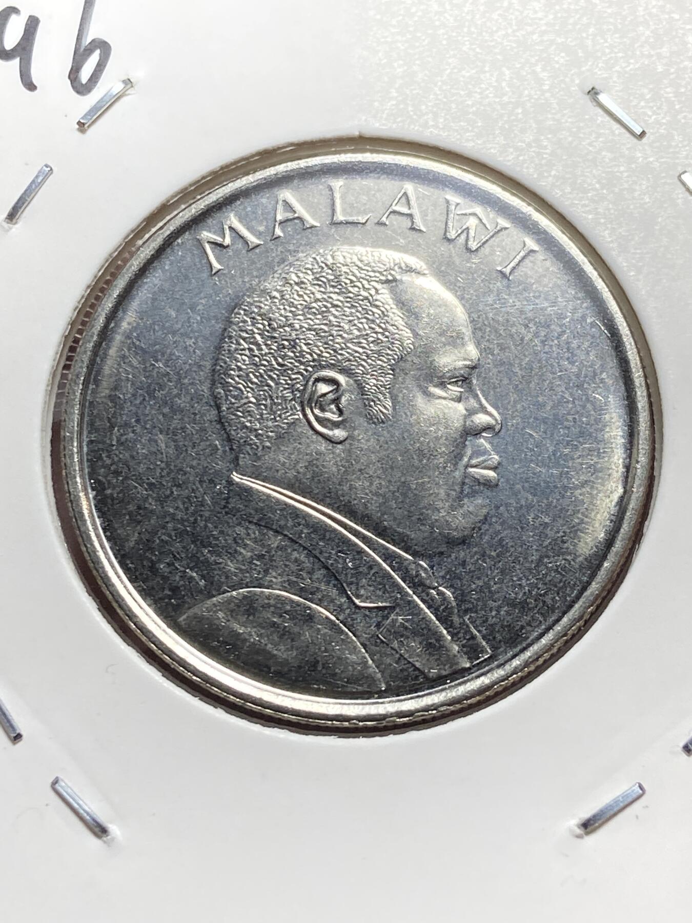 2025年第一百三十二场(总第一百五十八场）外国好品纸夹散币场(免佣金) 马拉维🇲🇼1996年20坦巴拉(第四套流通硬币，首发年)