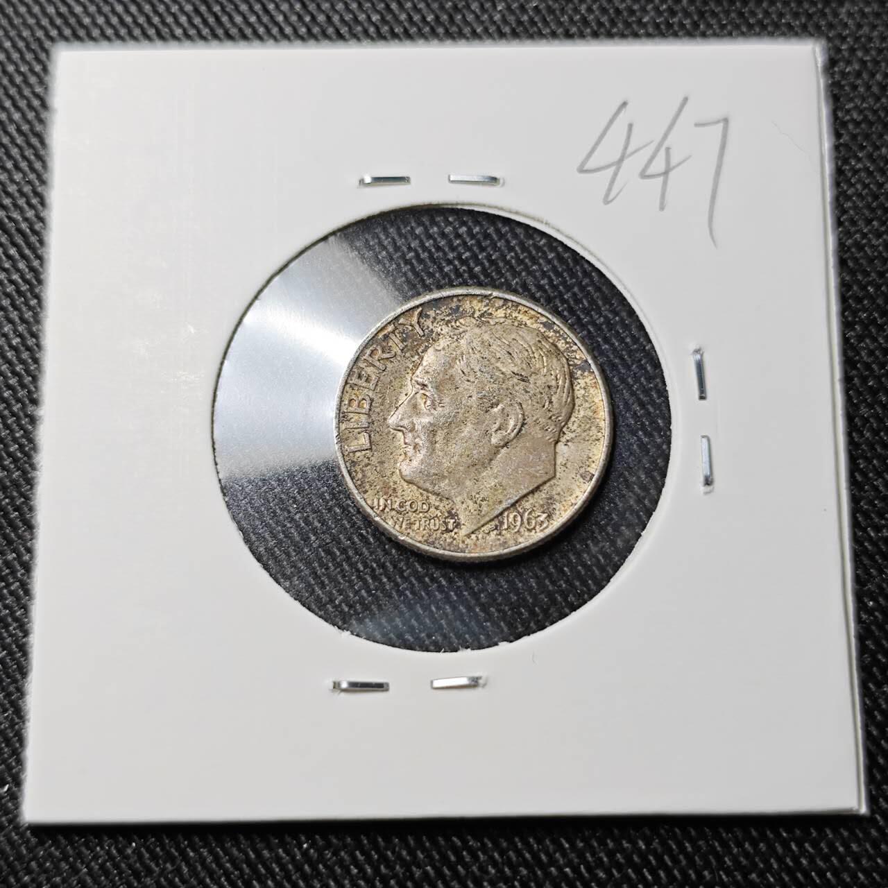 KK钱币收藏小铺 （套币 好品/批量散币 银币）专场  2月预留时间 周末发货   1963美国10分银币