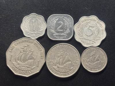 邮泉阁限时拍卖第三十七场 英国殖民地、属地硬币专场（硬币在国外。请付邮费6元。） - 英属东加勒比青年版6枚