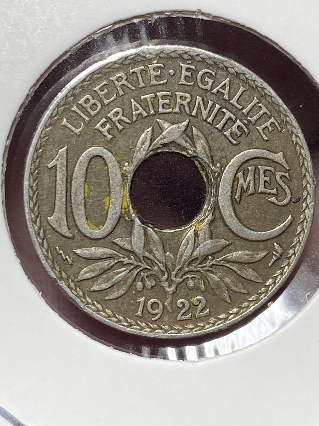 2025年第一百三十二场(总第一百五十八场）外国好品纸夹散币场(免佣金) 法兰西第三共和国1922年10生丁(第三套第二版，雷电标tb版，普瓦西造)