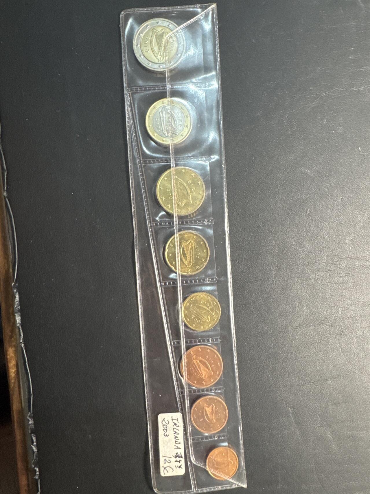 ❤️【币观天下】❤️ 第332期钱币拍卖- 2025.11.28周五晚上6点半场-长期征集拍品 爱尔兰2003年欧元一套含2欧元共8枚