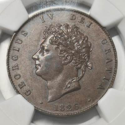 老蟹的宝藏🏴‍☠️ IV - NGC AU58BN 英国1826年乔治四世1/2便士