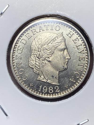 2025年第一百三十二场(总第一百五十八场）外国好品纸夹散币场(免佣金) - 原光全新–瑞士🇨🇭1982年20分(无标版，Medal章型币)