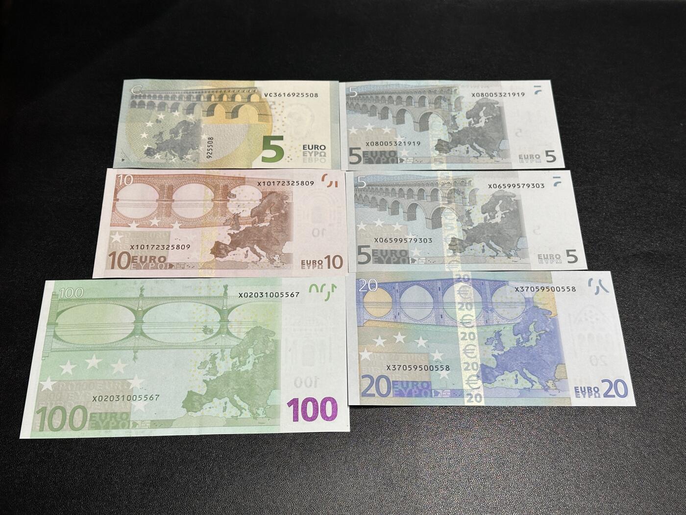 《外钞收藏家》第五百八十八期（优质场）（本平台长期征集拍品、欢迎藏友们联系合作） 德国版一签5、10、100欧元四张+德国版三签20欧+四签5欧元 六张一起 全新UNC