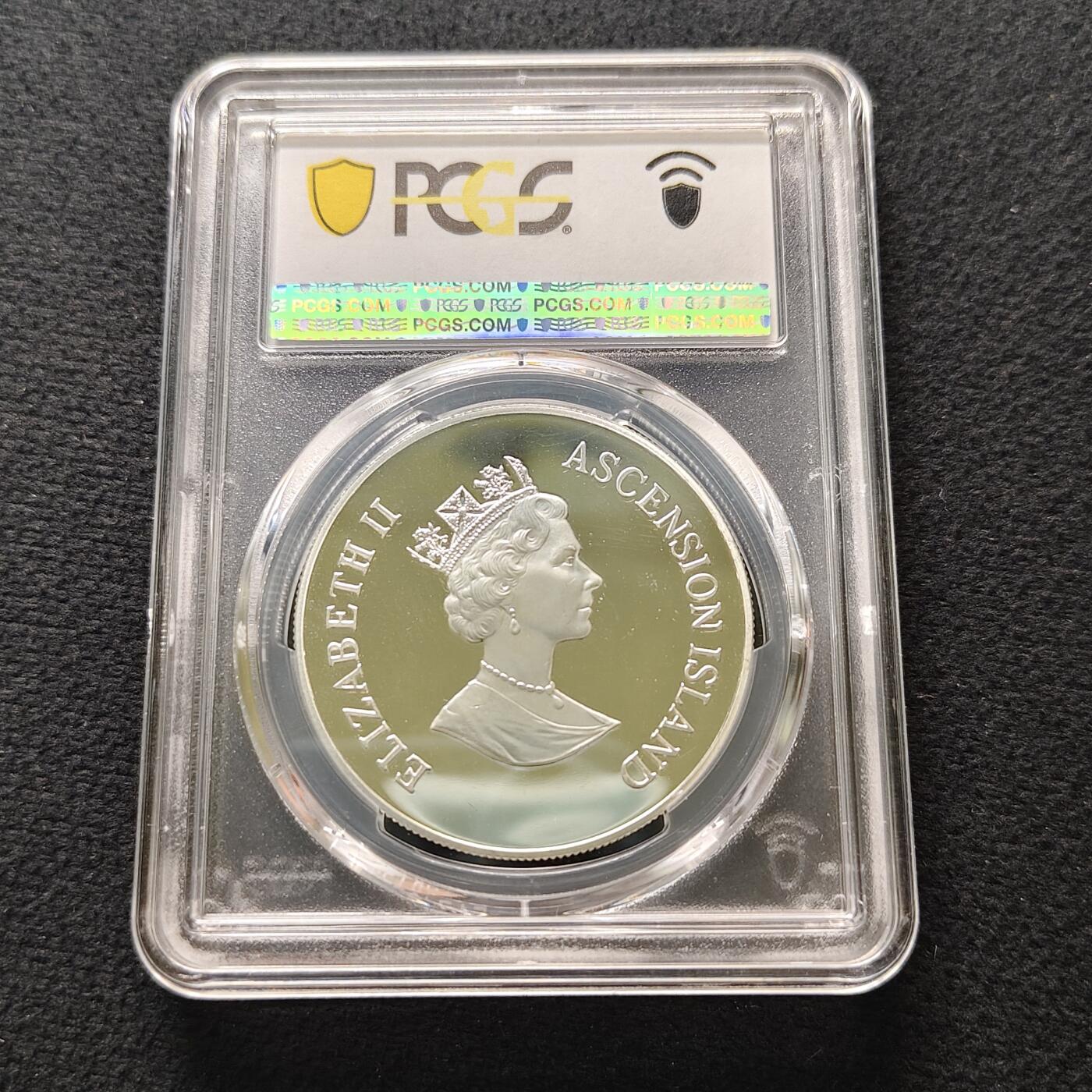 【全场包邮】纯粹捡漏拍481场（免费代拍第18场） 阿松森群岛1997年50便士女王金婚局部镀金精制克朗型纪念银币-PCGS PR67 DCAM