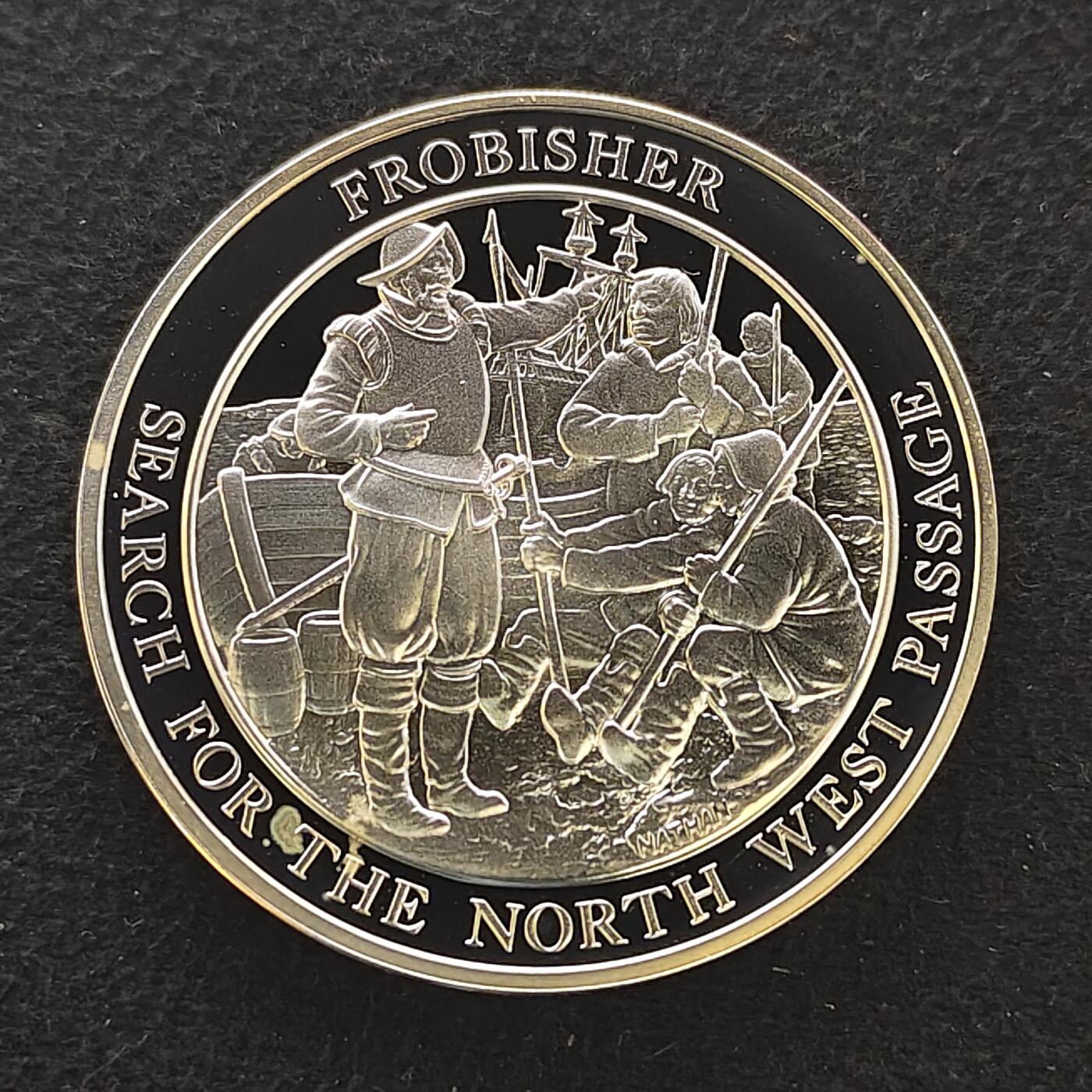 【全场包邮】纯粹捡漏拍480场（免费代拍第17场） 【纪念章】英国大航海时代系列克朗型精制镀银纪念章-探险家马丁·佛罗比舍