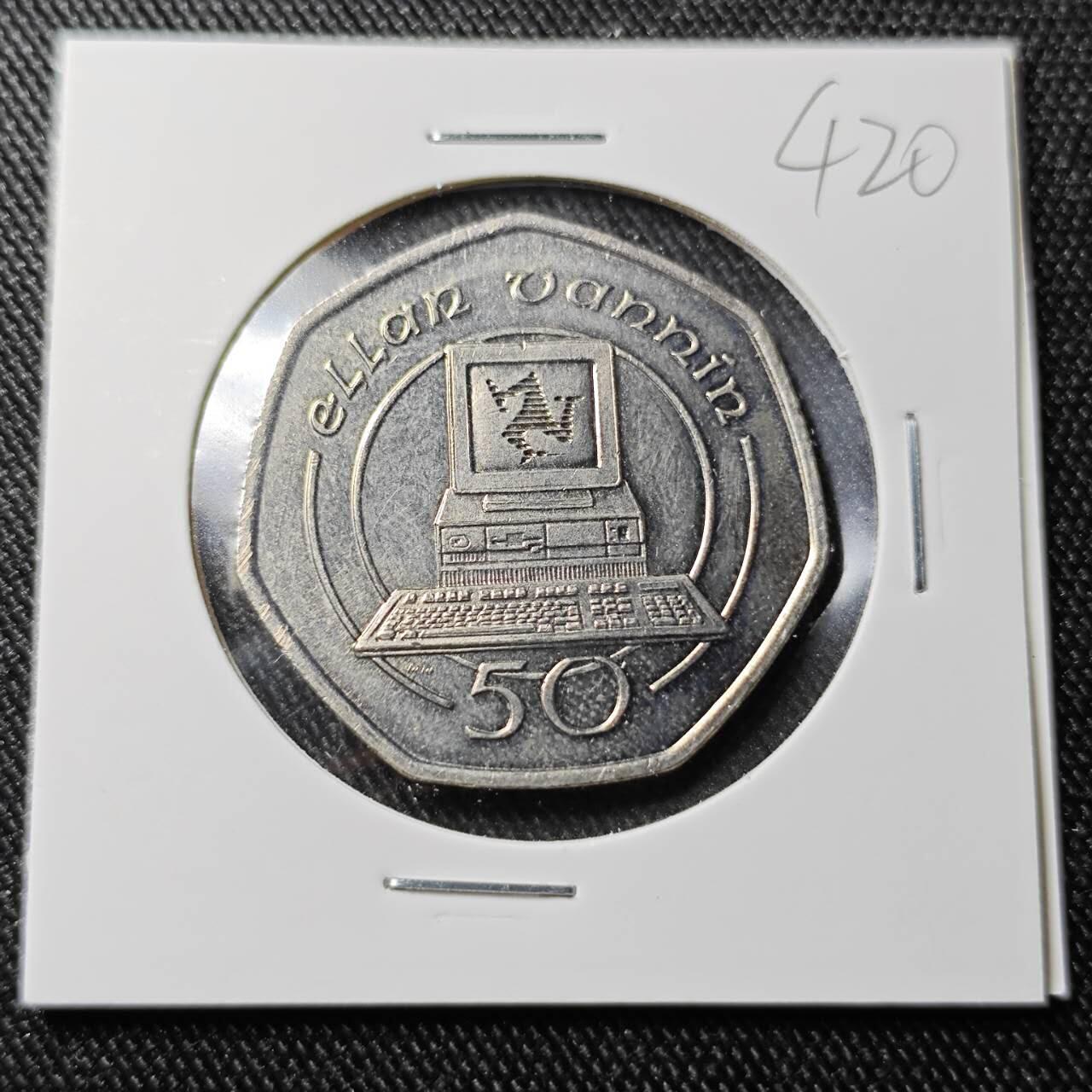 KK钱币收藏小铺 （套币 好品/批量散币 银币）专场  2月预留时间 周末发货  1988马恩岛50便士 好品