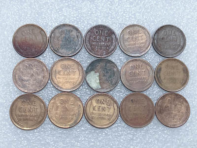 第一海外回流一元起拍收藏 散集专场  第272期 - 美国麦穗版1分硬币 15枚