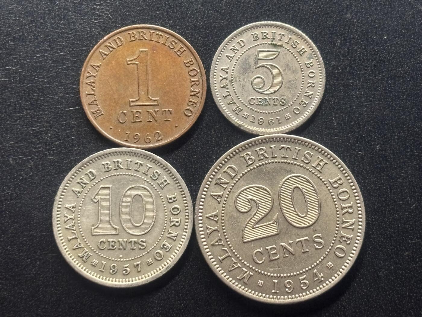 邮泉阁限时拍卖第三十七场 英国殖民地、属地硬币专场（硬币在国外。请付邮费6元。） 马来亚和英属婆罗洲4枚