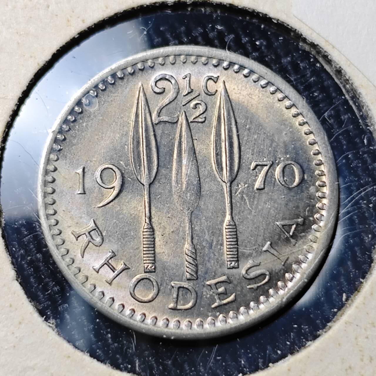 KK钱币收藏小铺 （套币 好品/批量散币 银币）专场  2月预留时间 周末发货  1970罗得西亚2.5分镍币 好品