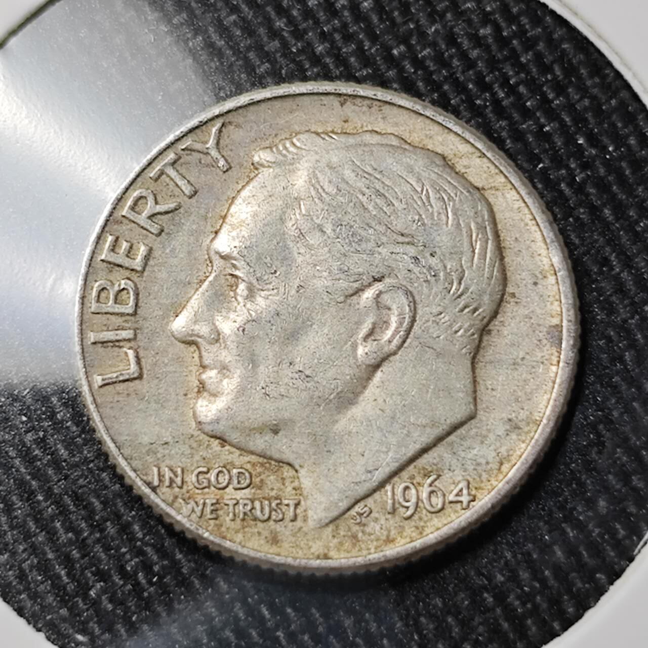 KK钱币收藏小铺 （套币 好品/批量散币 银币）专场  2月预留时间 周末发货   1964美国10分银币