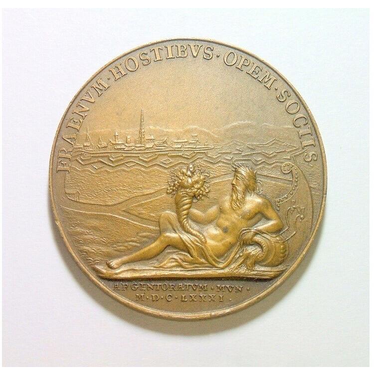 法国纪念1681年 太阳王路易十四+海神高浮雕精制大铜章 40MM