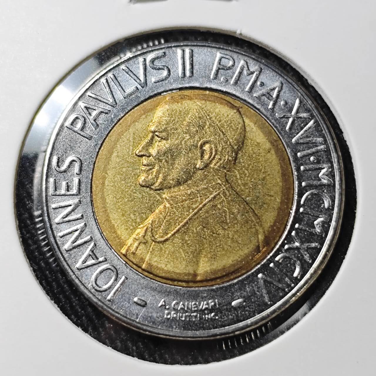 KK钱币收藏小铺 （套币 好品/批量散币 银币）专场  2月预留时间 周末发货  梵蒂冈500里拉双色币 好品