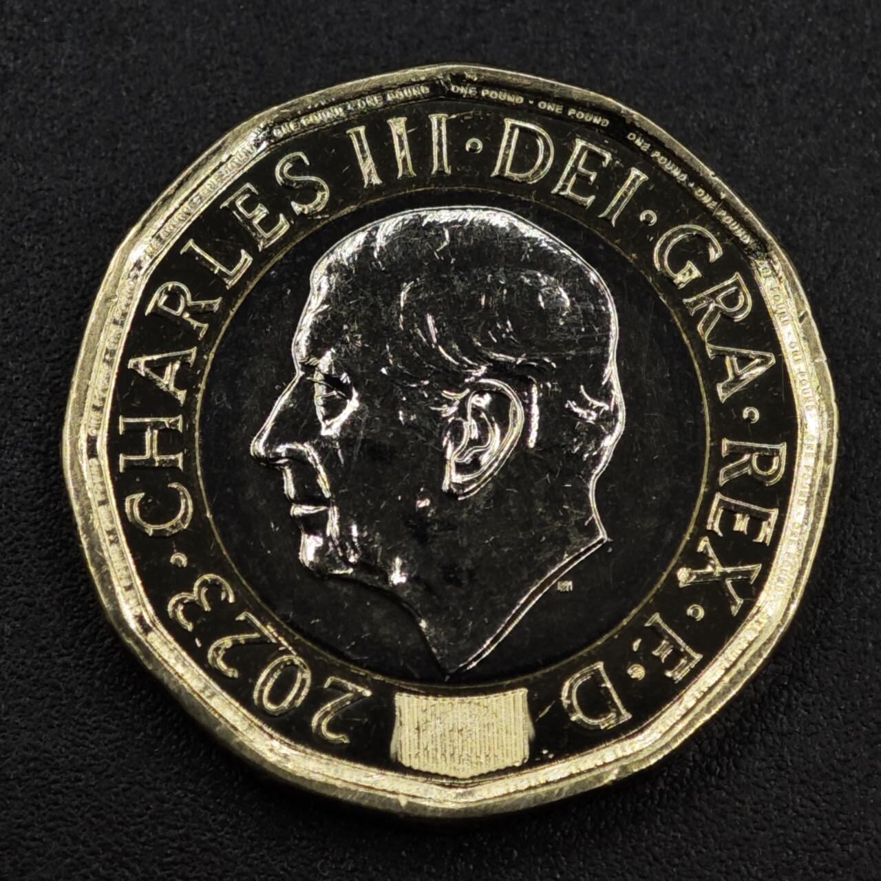 【淘币小摊】实时拍第八百零九拍   散币场   满百包邮可预留二周 每周一统一发货   英国2023年查尔斯三世1镑蜜蜂双色币全新品