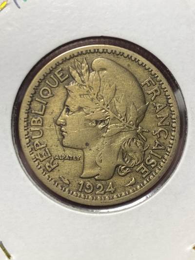 2025年第一百三十二场(总第一百五十八场）外国好品纸夹散币场(免佣金) - 少见流通好品–法属多哥1924年1法郎(巴黎造，首发年仅发行2年)