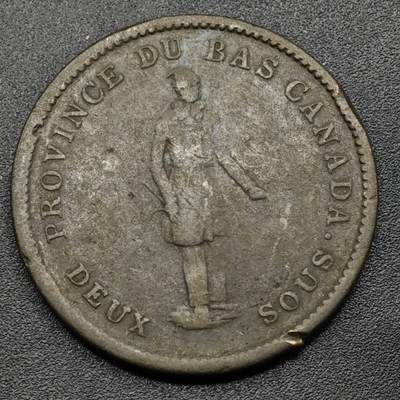 【淘币小摊】实时拍第八百零九拍   散币场   满百包邮可预留二周 每周一统一发货   - 下加拿大1837年一便士铜币代币