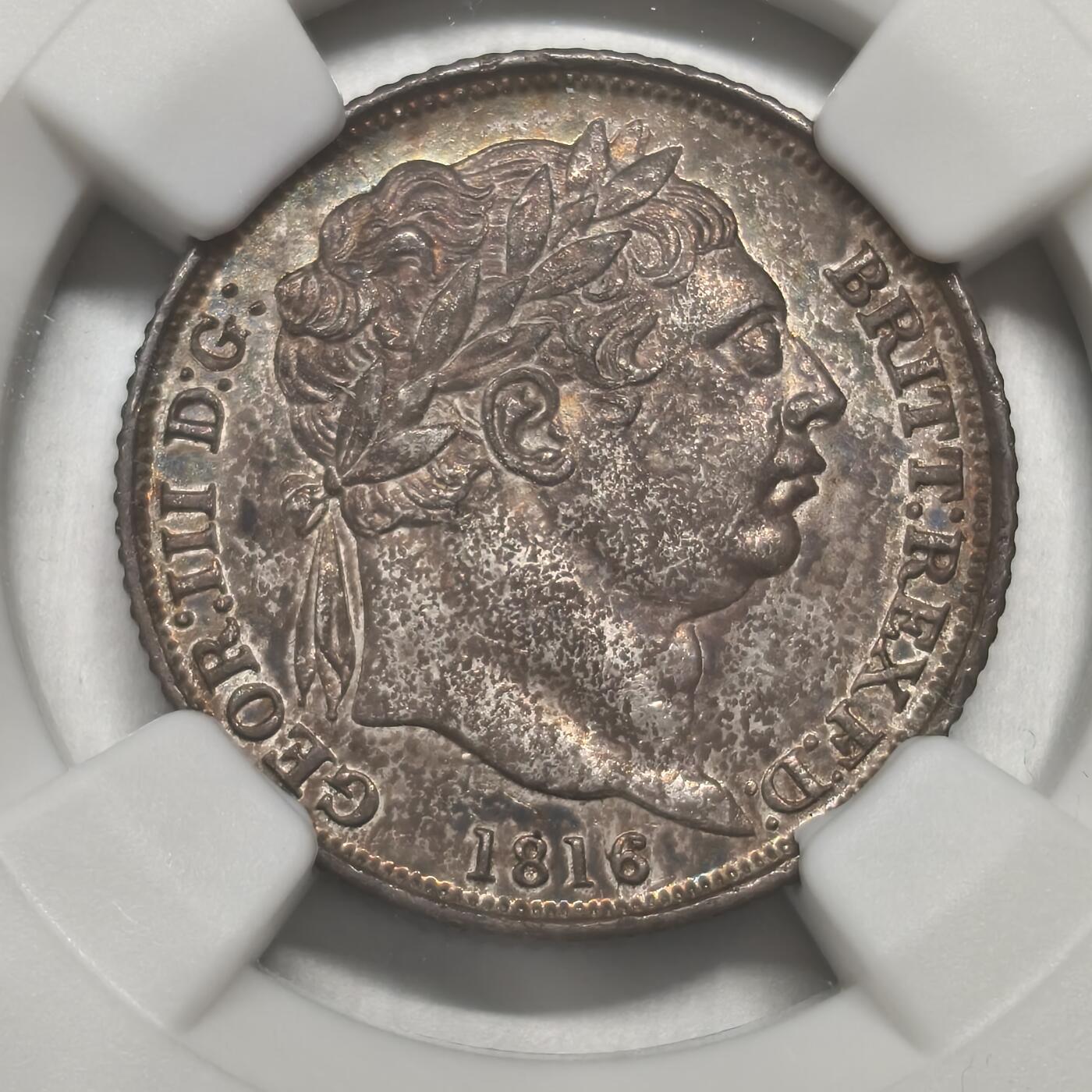老蟹的宝藏🏴‍☠️ IV NGC AU58 英国乔治三世1816年6便士-严评