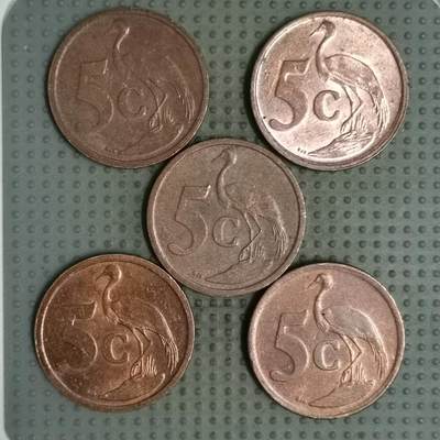 2025年第124场各国散币拍卖（总第124场） - 南非5分5枚不同版本